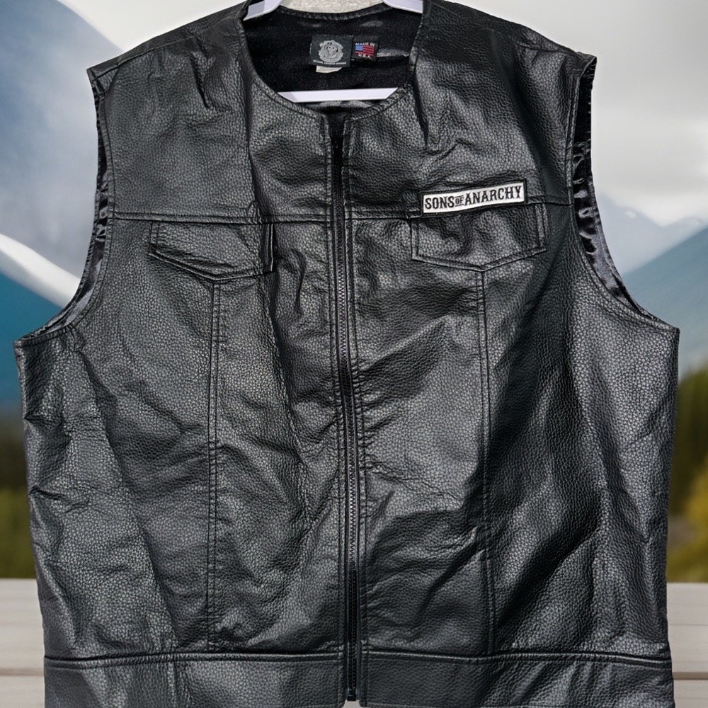 Official Black 2013 Sons of Anarchy SOA Motorcycle Vest 3XL*SAMCRO*Reaper Patch